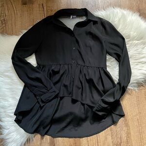 URBAN OUTFITTERS Sparkle & Fade Mesh Back Long Sleeve Button Down Top